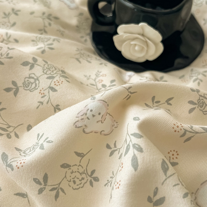 91家纺网 家纺一手货源 找家纺 2025新款针织棉双层纱四件套小碎花被套床单床笠款学生三件套新款直播热款-床图-系列一 安琪拉