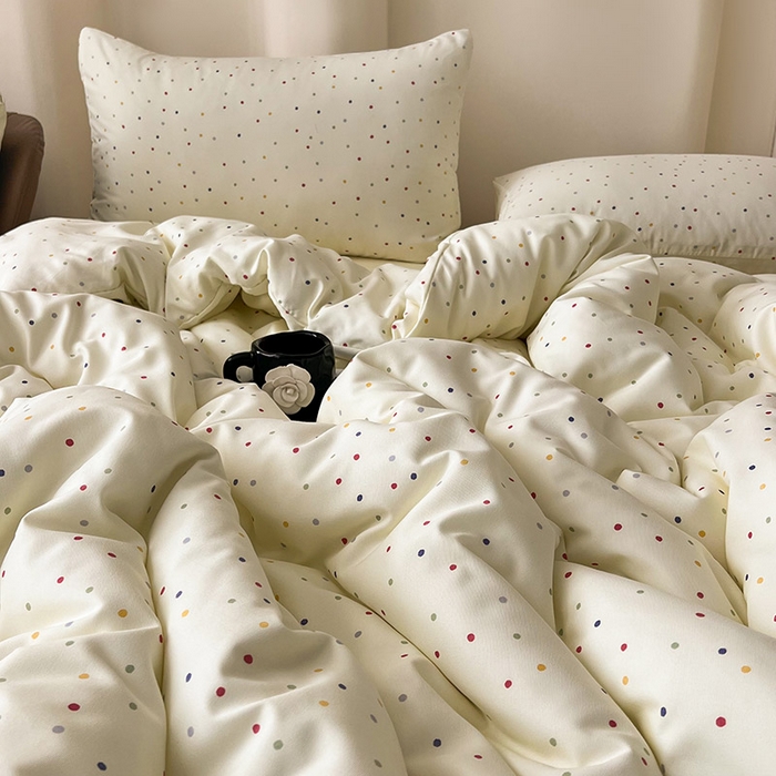 91家纺网 家纺一手货源 找家纺 （总）2025新款针织棉双层纱四件套小碎花被套床单床笠款学生三件套新款直播热款-床图-系列一