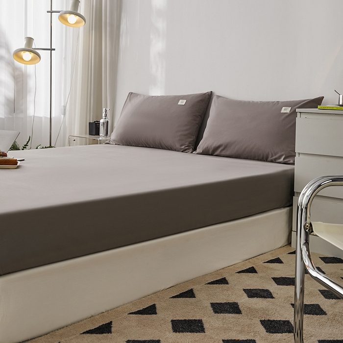 91家纺网 家纺一手货源 找家纺 雅居纺家纺 2025新款全棉素色水洗棉单床笠 绅士灰