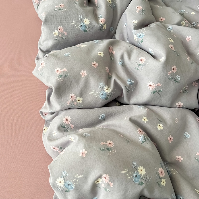 91家纺网 家纺一手货源 找家纺 2025新款针织棉双层纱四件套小碎花被套床单床笠款学生三件套新款直播热款-床图-系列一 柔晨