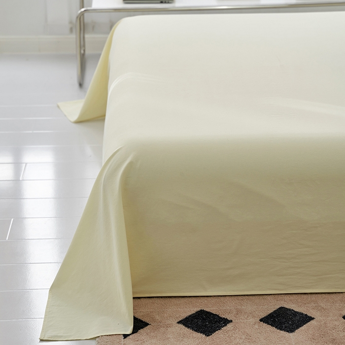 91家纺网 家纺一手货源 找家纺 雅居纺家纺 2025新款全棉素色水洗棉单床单 米黄