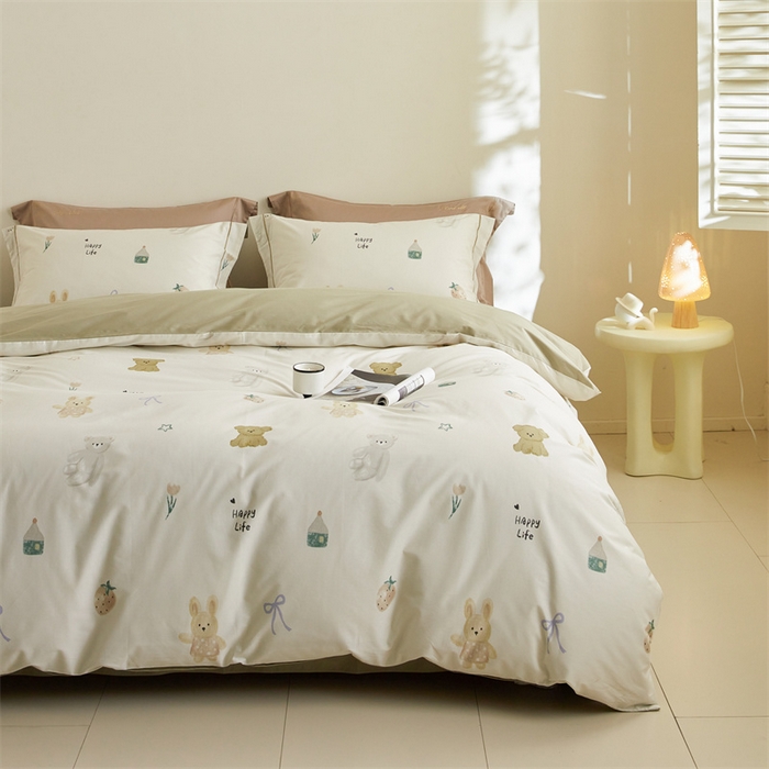 91家纺网 家纺一手货源 找家纺 由丽家纺 2025新款全棉柔棉印花四件套 奇美拉-米