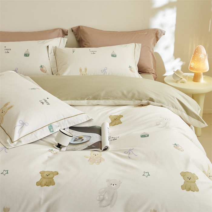 91家纺网 家纺一手货源 找家纺 由丽家纺 2025新款全棉柔棉印花四件套 奇美拉-米