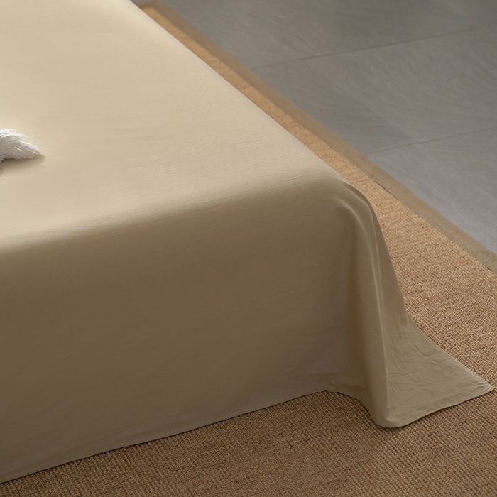 91家纺网 家纺一手货源 找家纺 雅居纺家纺 2025新款全棉素色水洗棉单床单 卡其