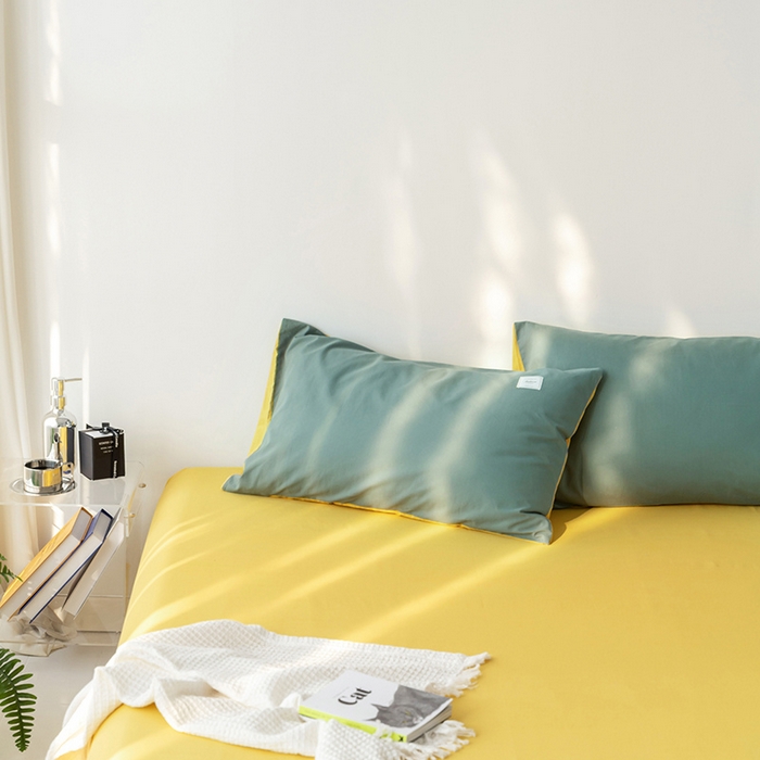 91家纺网 家纺一手货源 找家纺 雅居纺家纺 2025新款全棉素色水洗棉单床单 绅士黄