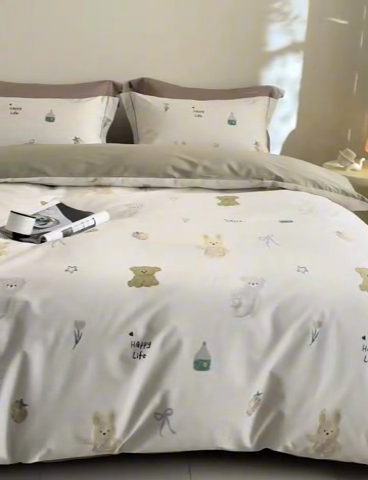 91家纺网 家纺一手货源 找家纺 由丽家纺 2025新款全棉柔棉印花四件套 奇美拉-米