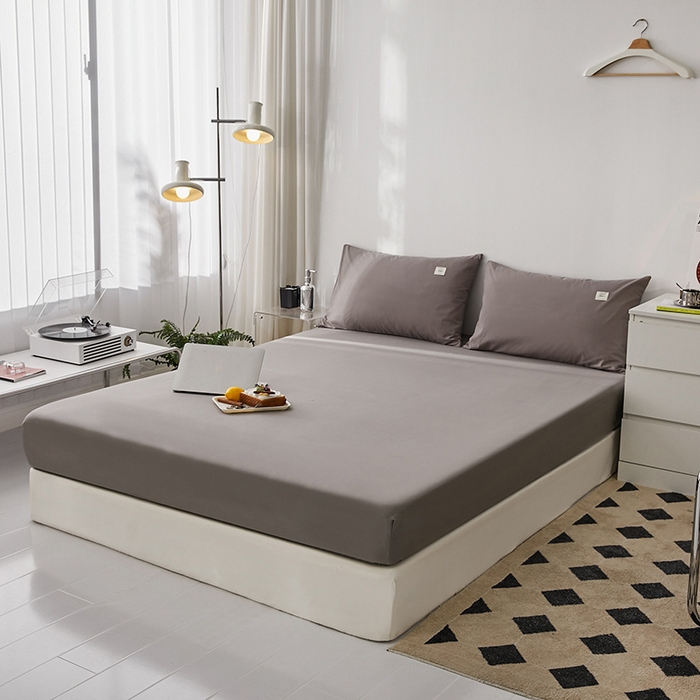 91家纺网 家纺一手货源 找家纺 雅居纺家纺 2025新款全棉素色水洗棉单床笠 绅士灰