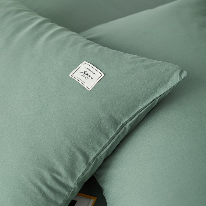 91家纺网 家纺一手货源 找家纺 雅居纺家纺 2025新款全棉素色水洗棉单枕套 墨子绿