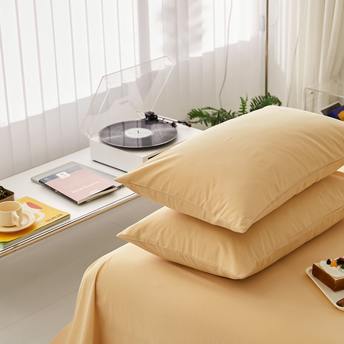 91家纺网 家纺一手货源 找家纺 雅居纺家纺 2025新款全棉素色水洗棉单枕套 咖啡