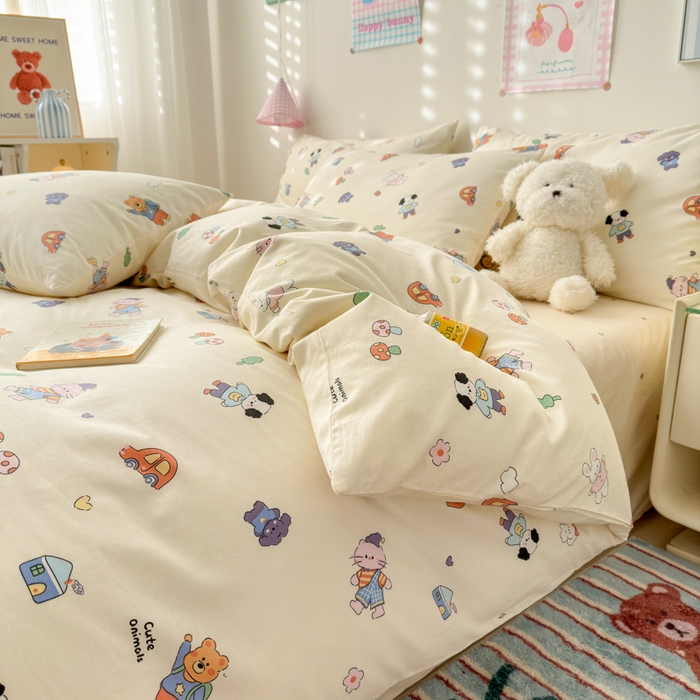 91家纺网 家纺一手货源 找家纺 曼之夏 2025新款全棉印花四件套 游乐园