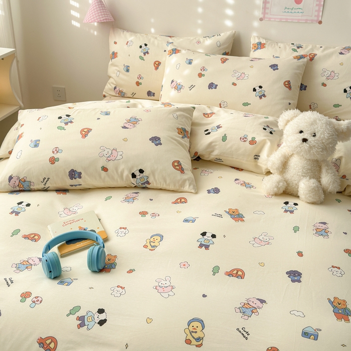 91家纺网 家纺一手货源 找家纺 曼之夏 2025新款全棉印花四件套 游乐园