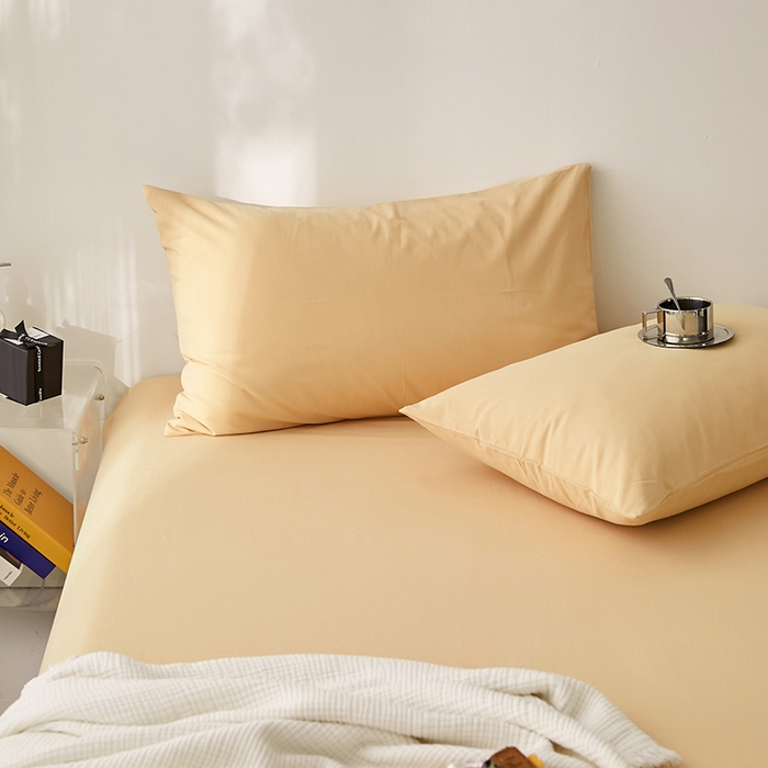 91家纺网 家纺一手货源 找家纺 雅居纺家纺 2025新款全棉素色水洗棉单枕套 咖啡