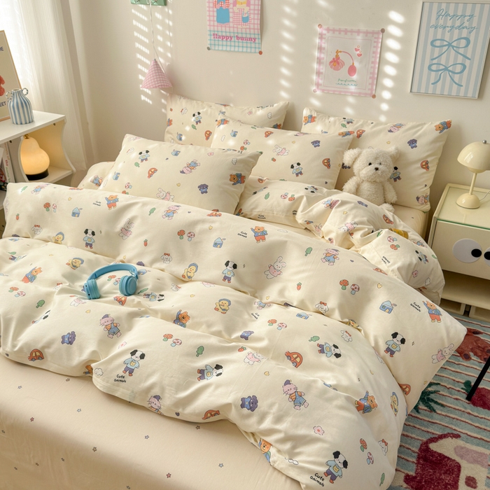 91家纺网 家纺一手货源 找家纺 曼之夏 2025新款全棉印花四件套 游乐园