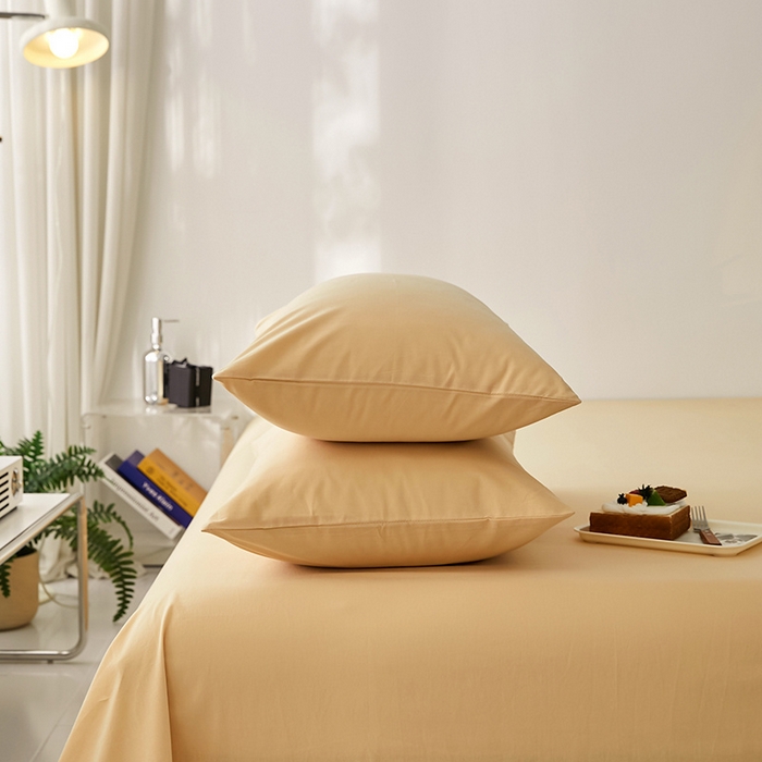 91家纺网 家纺一手货源 找家纺 雅居纺家纺 2025新款全棉素色水洗棉单枕套 咖啡