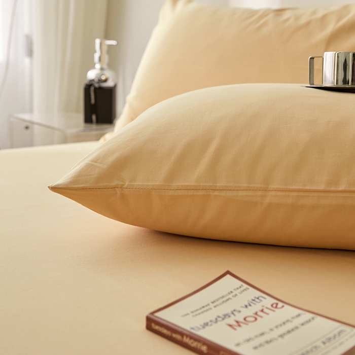 91家纺网 家纺一手货源 找家纺 雅居纺家纺 2025新款全棉素色水洗棉单枕套 咖啡