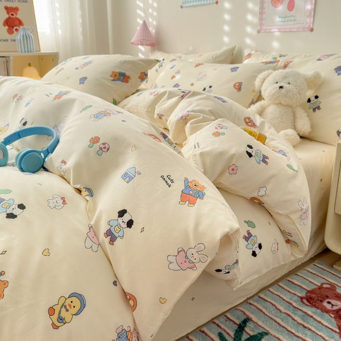 91家纺网 家纺一手货源 找家纺 曼之夏 2025新款全棉印花四件套 游乐园