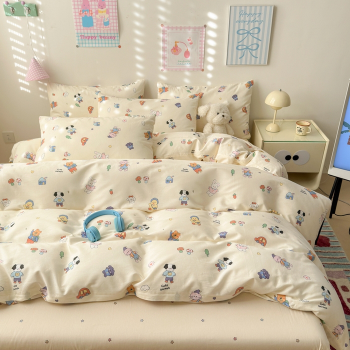 91家纺网 家纺一手货源 找家纺 曼之夏 2025新款全棉印花四件套 游乐园