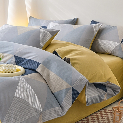 宇彬家纺 2024直播新款13070全棉纯棉印花单双人被套喷气小清新简约热款学生被罩 多彩三角