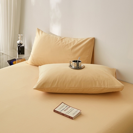 91家纺网 家纺一手货源 找家纺 雅居纺家纺 2025新款全棉素色水洗棉单枕套 咖啡