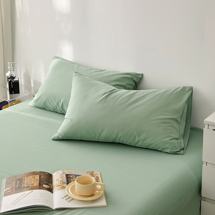 雅居纺家纺 2025新款全棉素色水洗棉单枕套 水绿