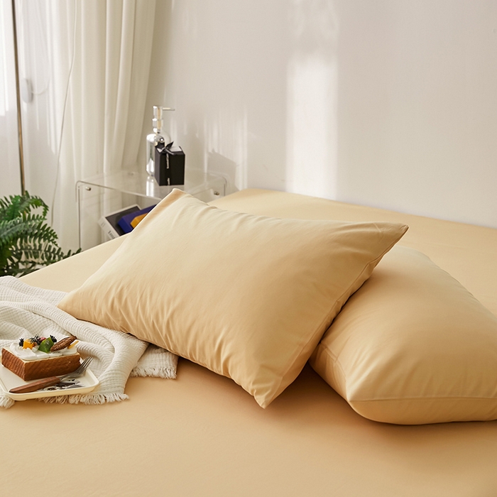 91家纺网 家纺一手货源 找家纺 雅居纺家纺 2025新款全棉素色水洗棉单枕套 咖啡