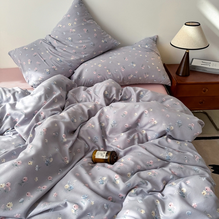 91家纺网 家纺一手货源 找家纺 漫仙阁家纺 2025年爆款新品有氧双层纱四件套-碎花 爱玲说