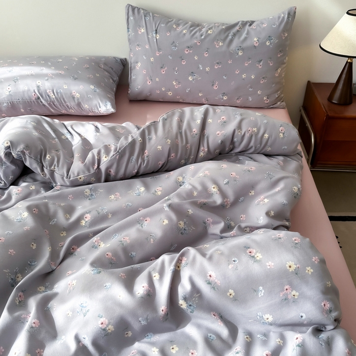 91家纺网 家纺一手货源 找家纺 漫仙阁家纺 2025年爆款新品有氧双层纱四件套-碎花 爱玲说