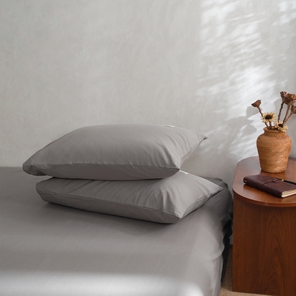 雅居纺家纺 2025新款全棉素色水洗棉单枕套 绅士灰