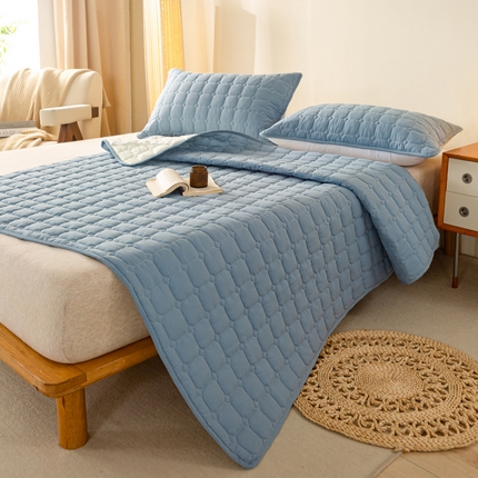 91家纺网 家纺一手货源 找家纺 （买家秀 爆款花型不断货）A类母婴级纯色全棉水洗棉夹棉床垫子全棉床垫子水洗棉床垫子纯棉全棉床褥子床垫 简格-宾利蓝