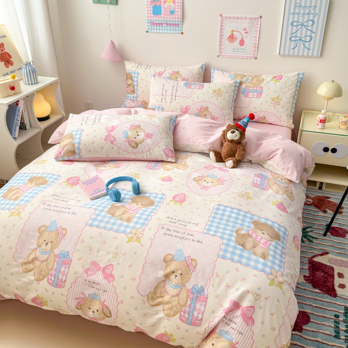 91家纺网 家纺一手货源 找家纺 曼之夏 2025新款全棉印花四件套 甜甜心事