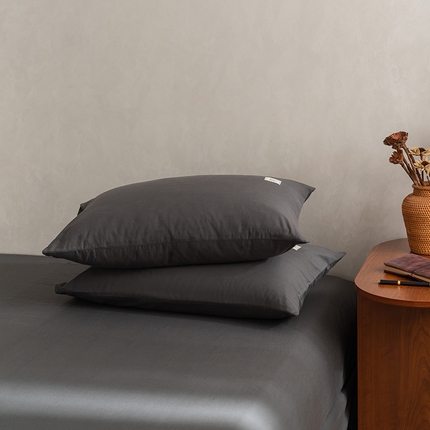 雅居纺家纺 2025新款全棉素色水洗棉单枕套 低调灰