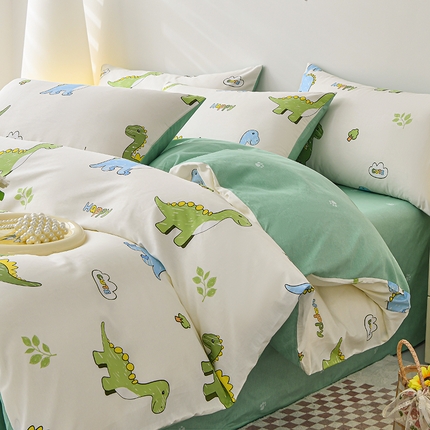 宇彬家纺 2024直播新款13070全棉纯棉印花单双人被套喷气小清新简约热款学生被罩 侏罗纪