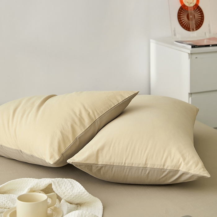 91家纺网 家纺一手货源 找家纺 雅居纺家纺 2025新款全棉素色水洗棉单枕套 咖啡卡其