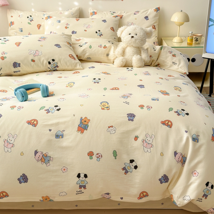 91家纺网 家纺一手货源 找家纺 曼之夏 2025新款全棉印花四件套 游乐园