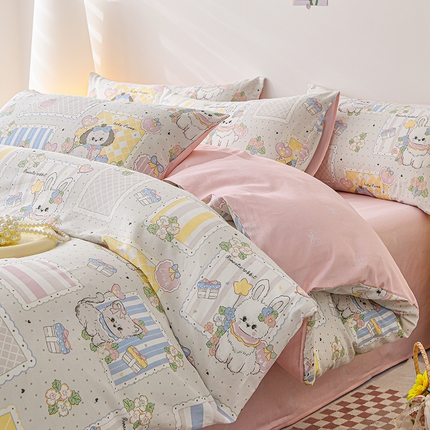 宇彬家纺 2024直播新款13070全棉纯棉印花单双人被套喷气小清新简约热款学生被罩 如梦似幻