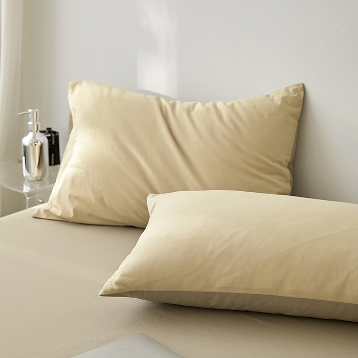 91家纺网 家纺一手货源 找家纺 雅居纺家纺 2025新款全棉素色水洗棉单枕套 咖啡卡其