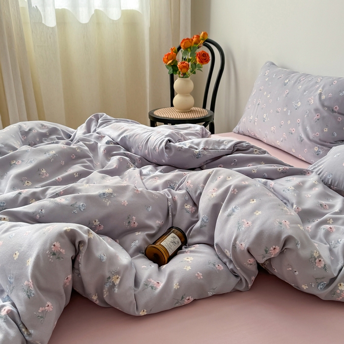 91家纺网 家纺一手货源 找家纺 漫仙阁家纺 2025年爆款新品有氧双层纱四件套-碎花 爱玲说