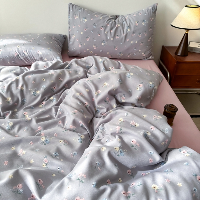 91家纺网 家纺一手货源 找家纺 漫仙阁家纺 2025年爆款新品有氧双层纱四件套-碎花 爱玲说