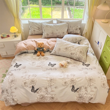 91家纺网 家纺一手货源 找家纺 （总）2025新款全棉纯棉磨毛印花四件套轻奢时尚