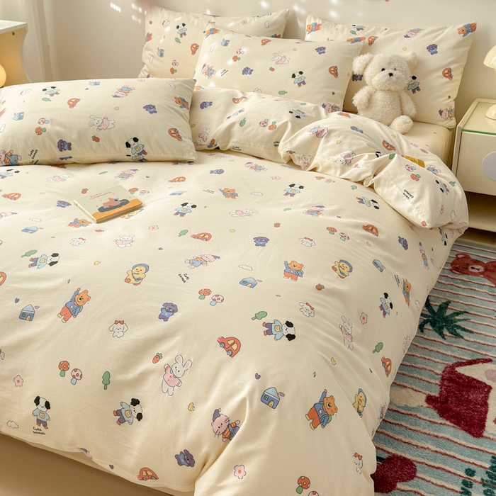 91家纺网 家纺一手货源 找家纺 曼之夏 2025新款全棉印花四件套 游乐园