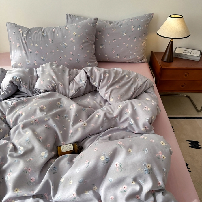 91家纺网 家纺一手货源 找家纺 漫仙阁家纺 2025年爆款新品有氧双层纱四件套-碎花 爱玲说