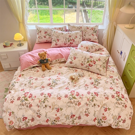 91家纺网 家纺一手货源 找家纺 2025新款全棉纯棉磨毛印花四件套轻奢时尚 泡沫之夏