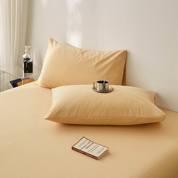 91家纺网 家纺一手货源 找家纺 雅居纺家纺 2025新款全棉素色水洗棉单枕套 咖啡