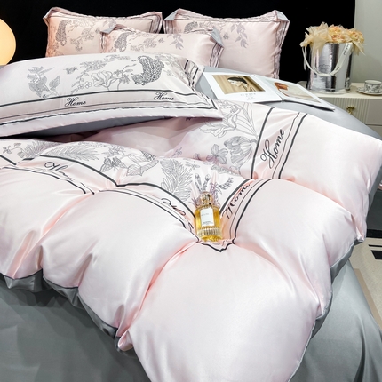 91家纺网 家纺一手货源 找家纺 （总）（买家秀 爆款花型不断货）A类母婴级兰精天丝四件套兰精水洗天丝四件套高端莱赛尔天丝床上用品四件套真丝