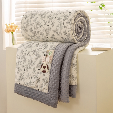 锦鹭被业  2025款A类全棉纯棉豆豆被春秋空调夏凉加厚冬被子 俏花枝