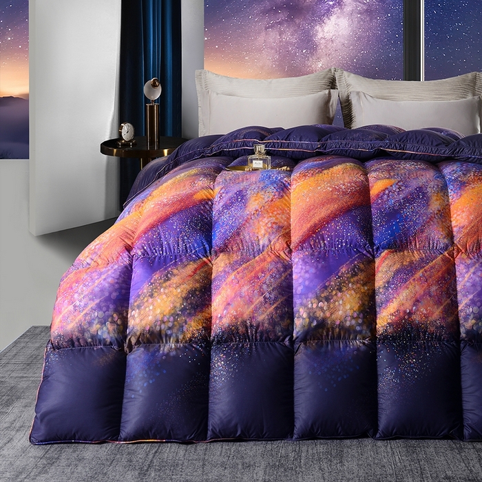 91家纺网 家纺一手货源 找家纺 织梦人羽绒工厂店 2024新款新国标50绒云柔棉柔赛丝数码印花被子 繁星