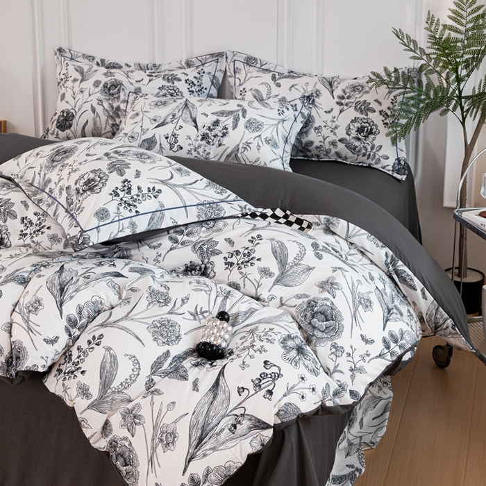 91家纺网 家纺一手货源 找家纺 雅慕家居 2025新款A类碎花水润棉磨毛四件套 赫本