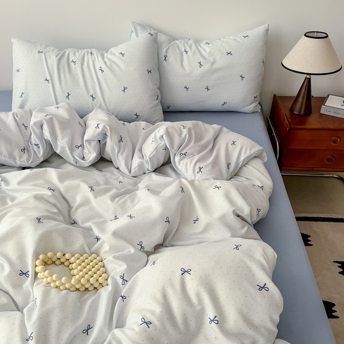 91家纺网 家纺一手货源 找家纺 2025年爆款新品有氧双层纱四件套-全系蝴蝶可颂-兰