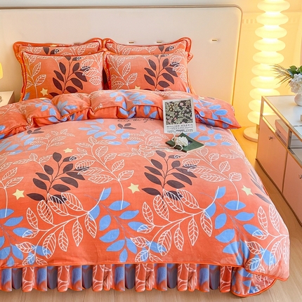 91家纺网 家纺一手货源 找家纺 （买家秀 爆款不断货）A类母婴级牛奶绒四件套珊瑚绒四件套雪花绒四件套牛奶绒床裙四件套法莱绒床裙四件套 时尚