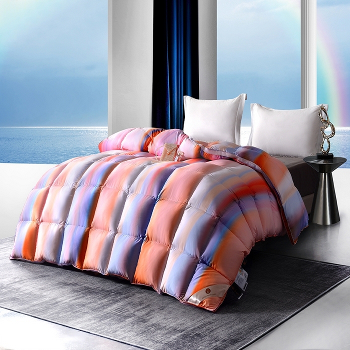 91家纺网 家纺一手货源 找家纺 织梦人羽绒工厂店 2024新款新国标50绒云柔棉柔赛丝数码印花被子 彩梦粉